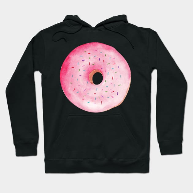 Pink Donut Watercolor By shoko Hoodie by shoko